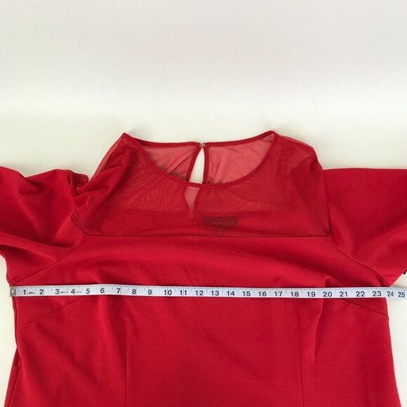 NEW Lane Bryant Shift Dress Women's Plus Size 20 Red Sheer Mesh Keyhole Stretch - Picture 8 of 16